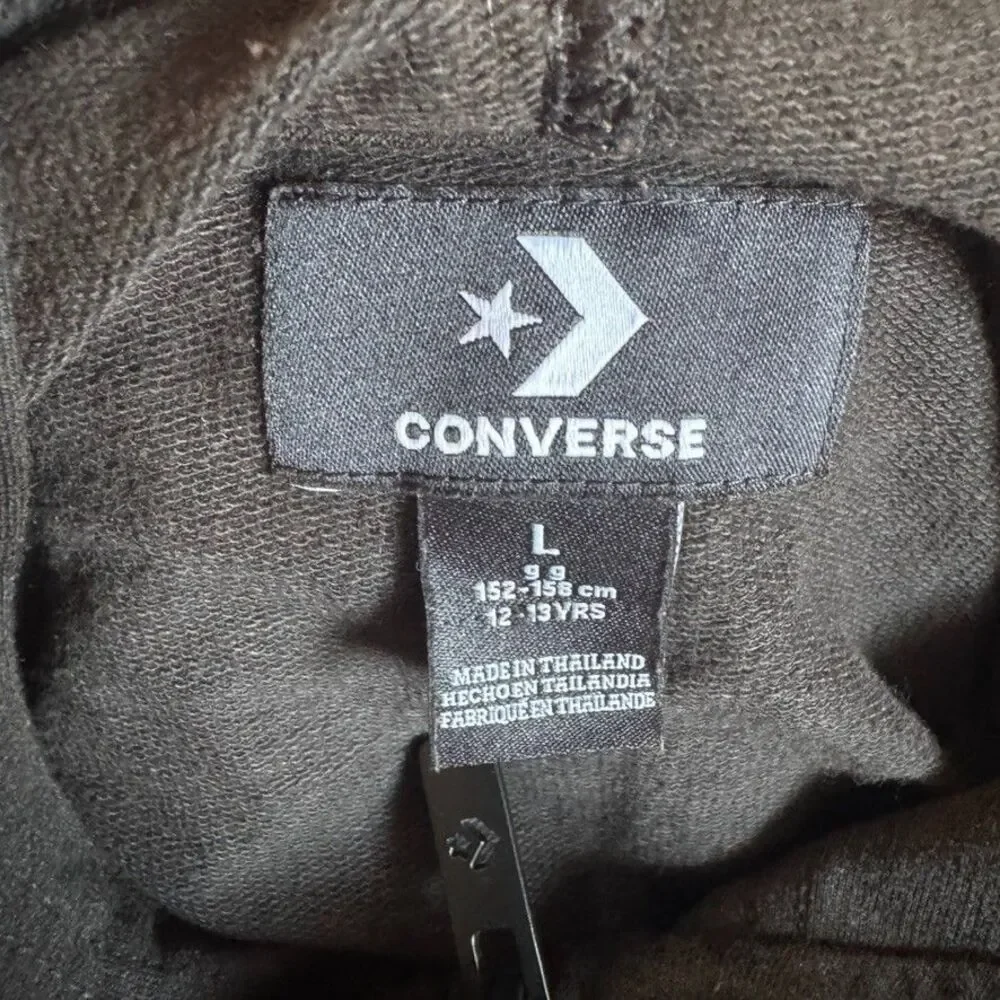 Converse Girls Large 12-13 Rainbow Stripe Bottom Gray Full-Zip Hoodie